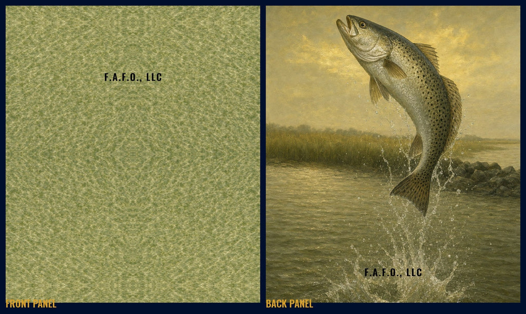 Texas Gulf all-over fishing shirt, front and back panels, Spotted seatrout - Freedom Advocates Florida Official, LLC