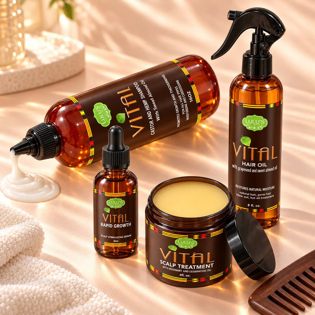 Lulu's Holistics Vital Hair Thickness & Scalp Stimulating Complete 4-Piece Routine Box