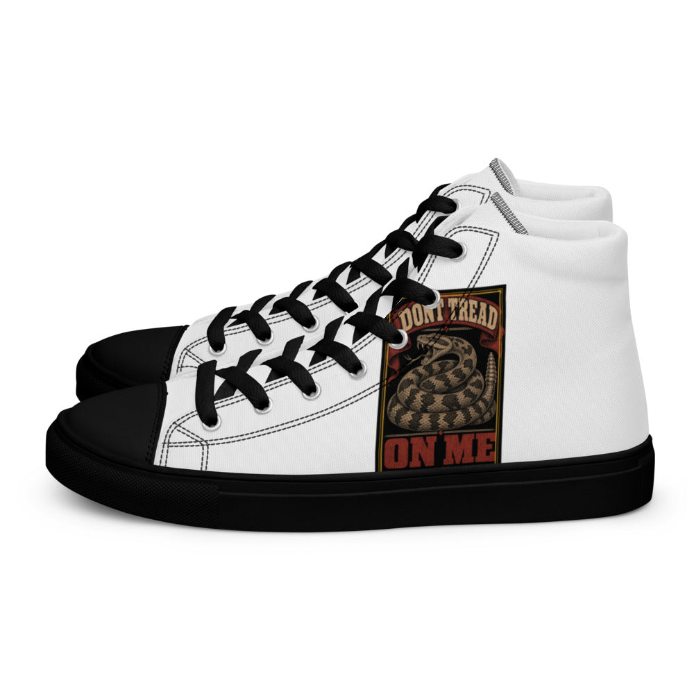 Don't Tread On Me 1775 printed on black high-top canvas shoes - Freedom Advocates Florida Official, LLC