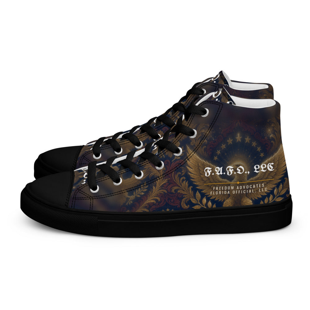 F.A.F.O., LLC full-wrap high-top shoe mockup - left shoe, outer side view
