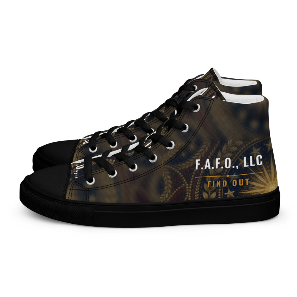 F.A.F.O., LLC full-wrap high-top shoe mockup - left shoe, outer side view
