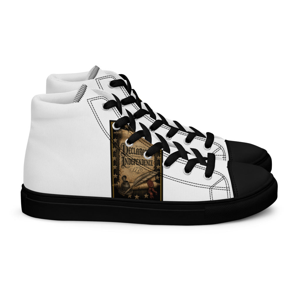 The Declaration of Independence 1776 printed on black high-top canvas shoes - Freedom Advocates Florida Official, LLC
