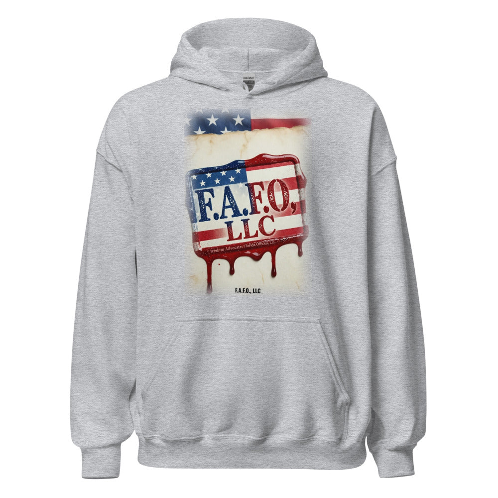 F.A.F.O., LLC Stamp on a Sport Grey Hoodie - real Printful mockup - Freedom Advocates Florida Official, LLC