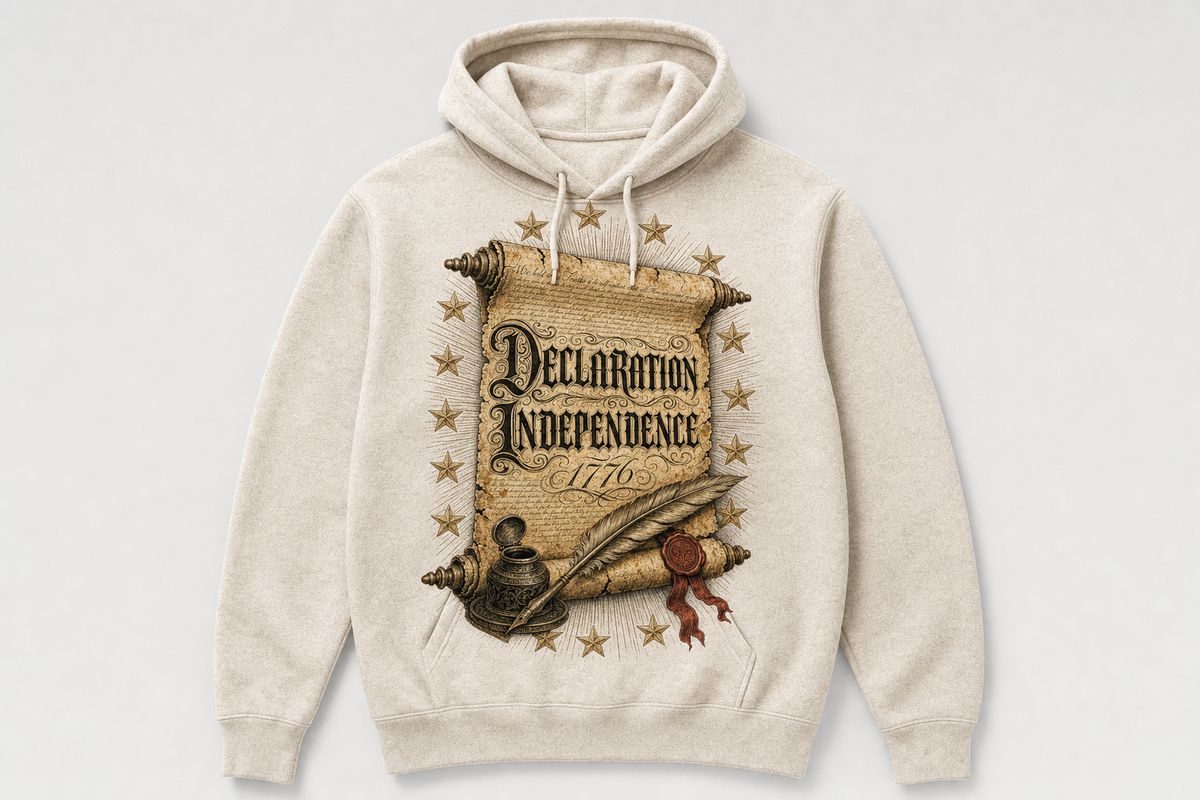The Declaration of Independence 1776 printed on a hoodie - Freedom Advocates Florida Official, LLC