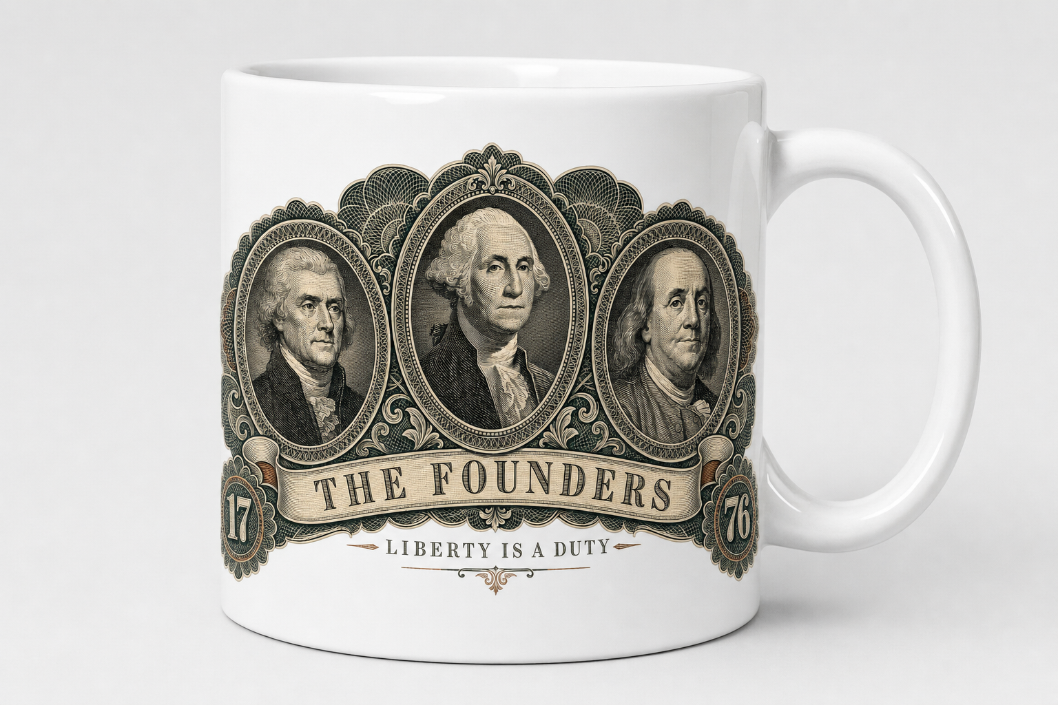 The Founders design wrapped on an 11oz ceramic mug - Freedom Advocates Florida Official, LLC