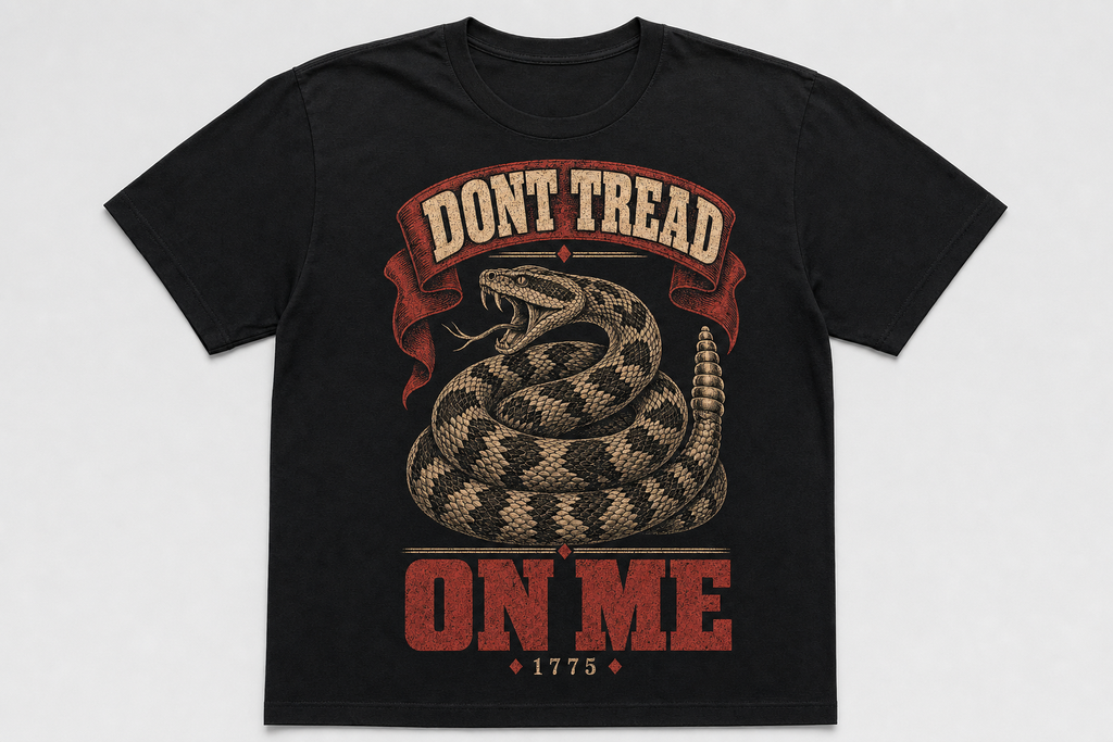 Don't Tread On Me 1775 printed on a navy cotton tee - Freedom Advocates Florida Official, LLC