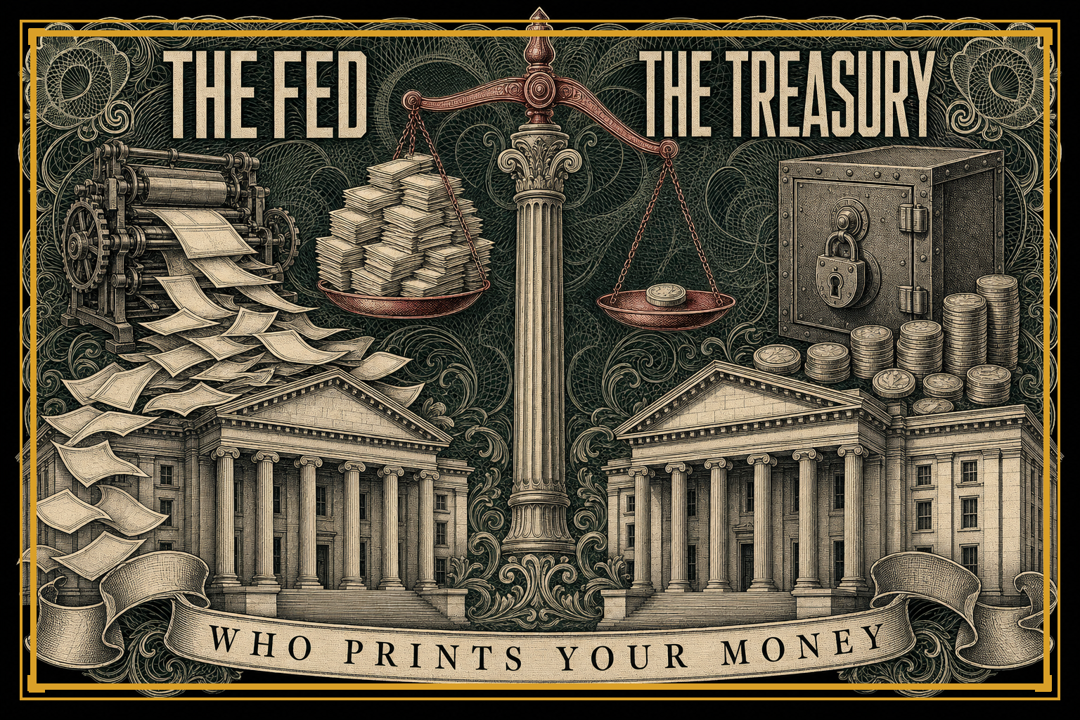The Fed vs The Treasury design, all-over printed socks - Freedom Advocates Florida Official, LLC