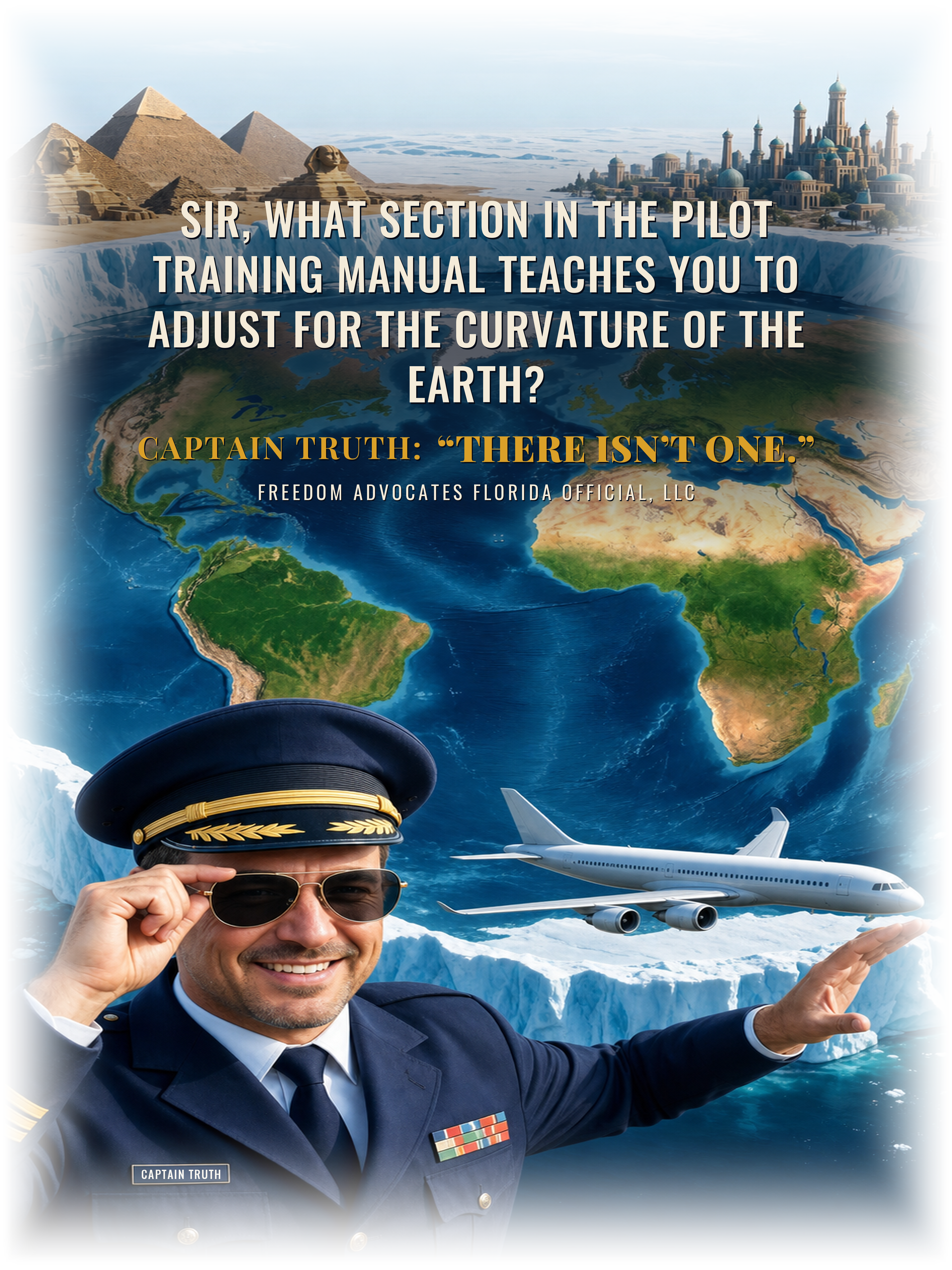 Captain Truth flat earth ice wall print plate, version 2 - “there isn’t one” - Freedom Advocates Florida Official, LLC