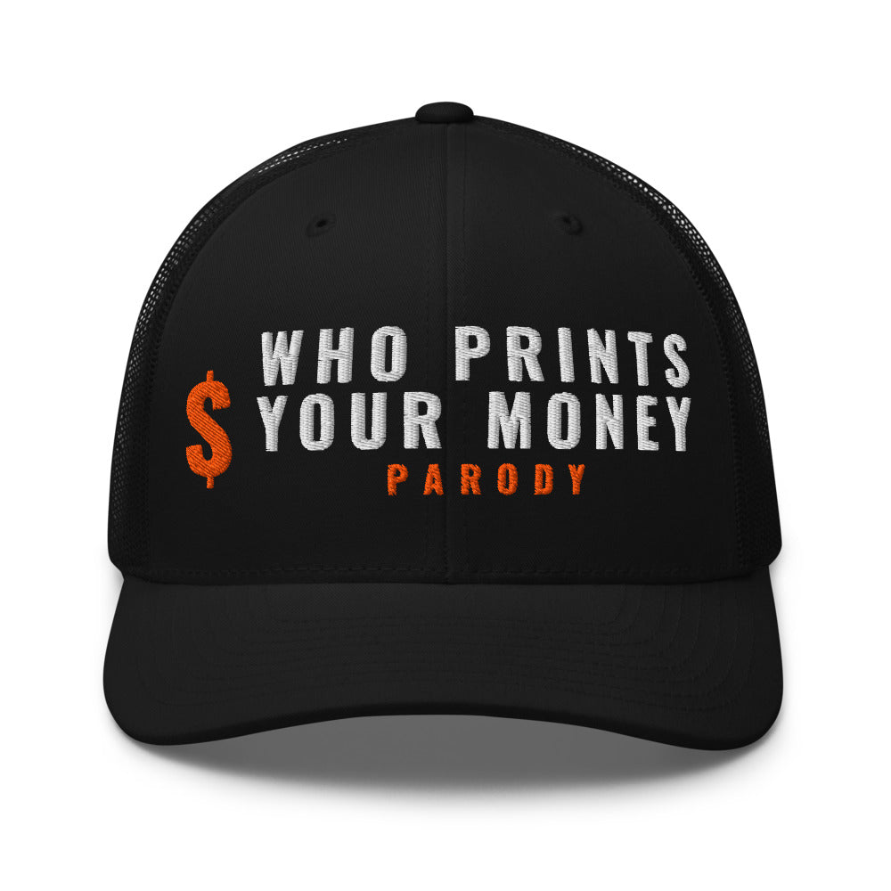 The Fed vs The Treasury on a Black Open Mesh Trucker Cap - Yupoong 6606 mesh trucker cap, embroidered - Freedom Advocates Florida Official, LLC