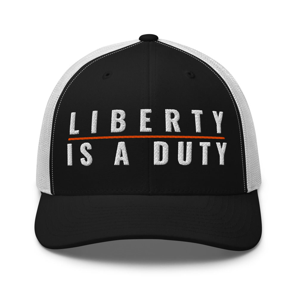 The Founders on a Black/ White Open Mesh Trucker Cap - Yupoong 6606 mesh trucker cap, embroidered - Freedom Advocates Florida Official, LLC