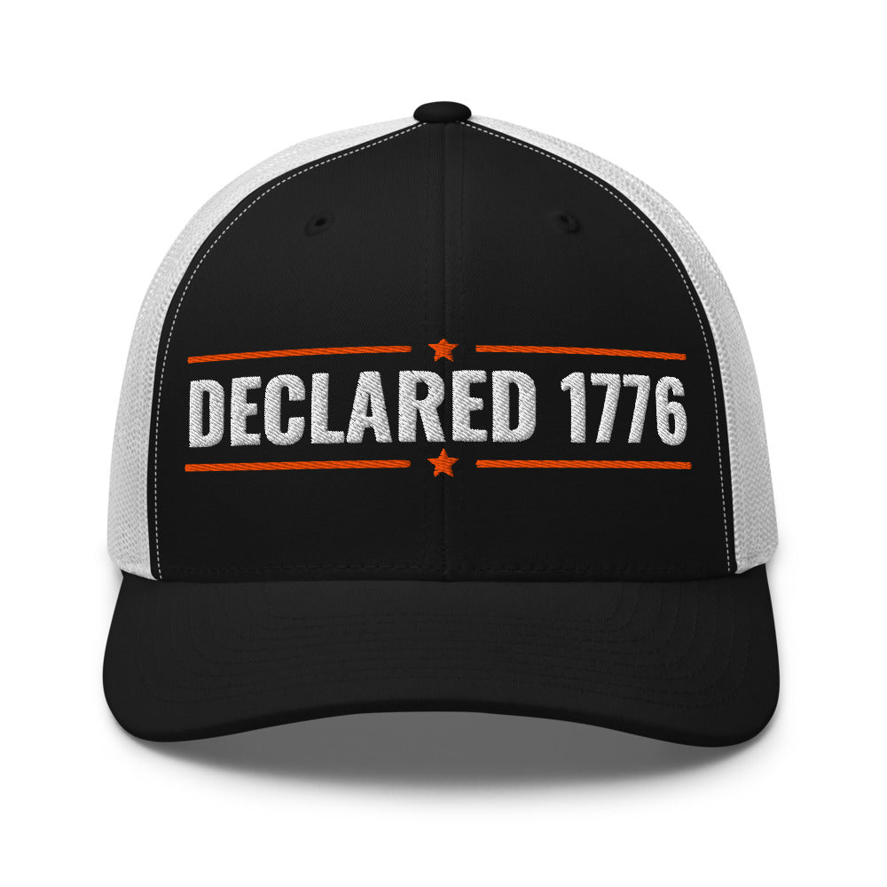 Declaration of Independence 1776 on a Black/ White Open Mesh Trucker Cap - Yupoong 6606 mesh trucker cap, embroidered - Freedom Advocates Florida Official, LLC