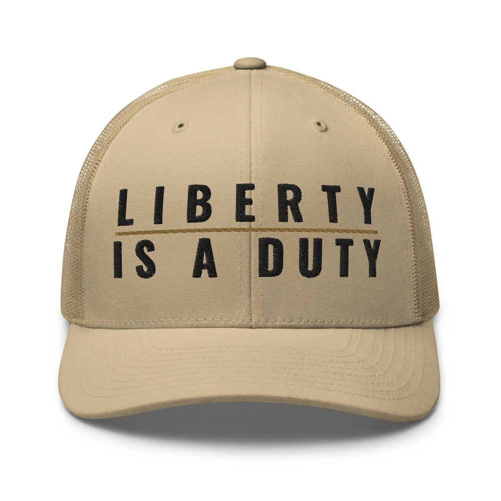The Founders on a Khaki Open Mesh Trucker Cap - Yupoong 6606 mesh trucker cap, embroidered - Freedom Advocates Florida Official, LLC