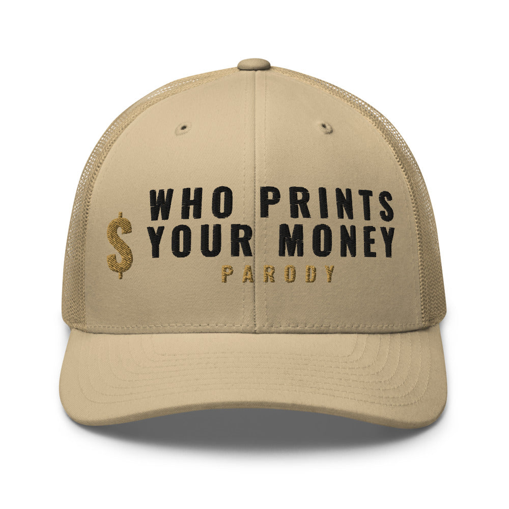 The Fed vs The Treasury on a Khaki Open Mesh Trucker Cap - Yupoong 6606 mesh trucker cap, embroidered - Freedom Advocates Florida Official, LLC