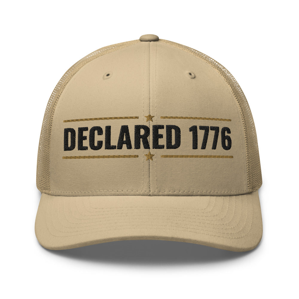 Declaration of Independence 1776 on a Khaki Open Mesh Trucker Cap - Yupoong 6606 mesh trucker cap, embroidered - Freedom Advocates Florida Official, LLC