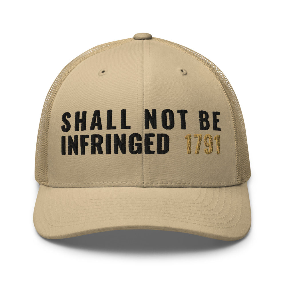 The Second Amendment 1791 on a Khaki Open Mesh Trucker Cap - Yupoong 6606 mesh trucker cap, embroidered - Freedom Advocates Florida Official, LLC