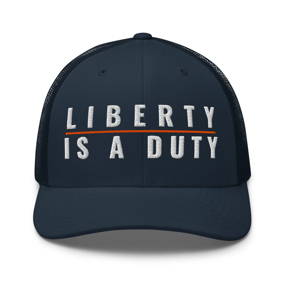 The Founders on a Navy Open Mesh Trucker Cap - Yupoong 6606 mesh trucker cap, embroidered - Freedom Advocates Florida Official, LLC