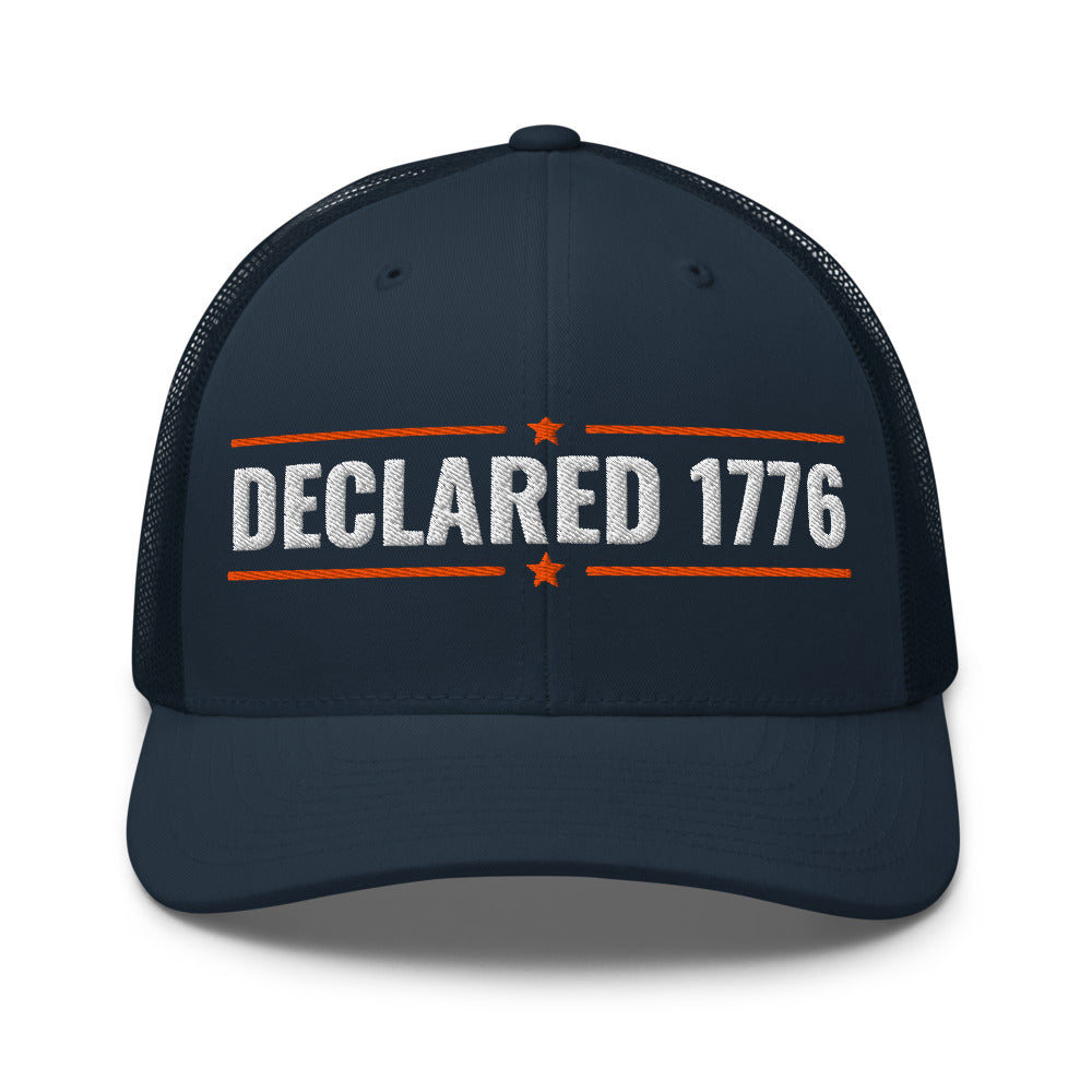 Declaration of Independence 1776 on a Navy Open Mesh Trucker Cap - Yupoong 6606 mesh trucker cap, embroidered - Freedom Advocates Florida Official, LLC
