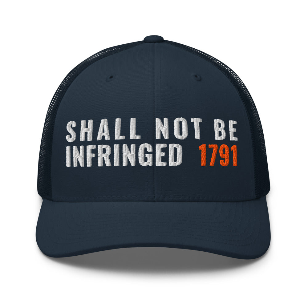 The Second Amendment 1791 on a Navy Open Mesh Trucker Cap - Yupoong 6606 mesh trucker cap, embroidered - Freedom Advocates Florida Official, LLC