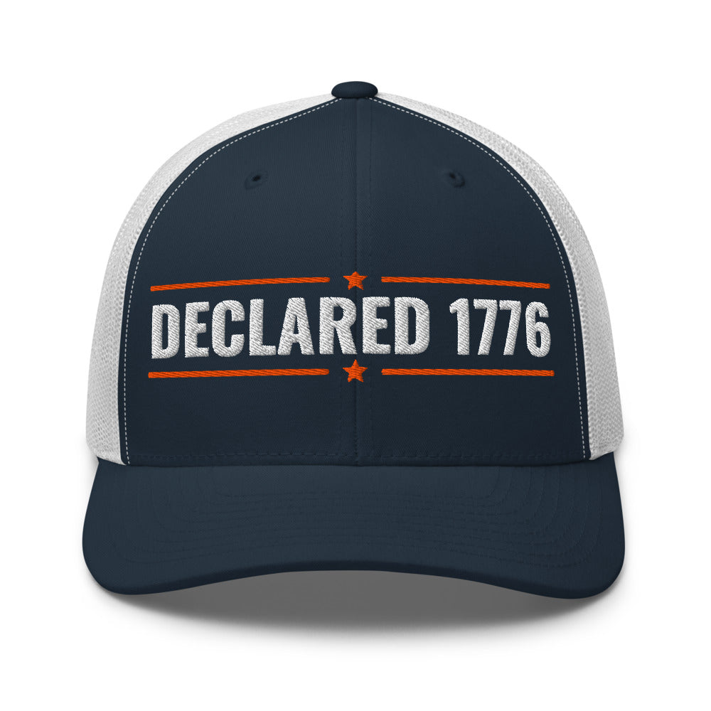 Declaration of Independence 1776 on a Navy/ White Open Mesh Trucker Cap - Yupoong 6606 mesh trucker cap, embroidered - Freedom Advocates Florida Official, LLC