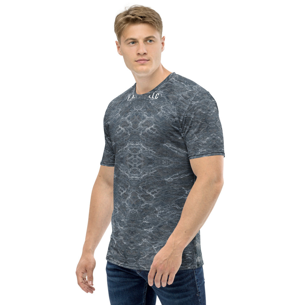 Atlantic Northeast Fishing Shirt (Short Sleeve) — Striped bass - left sleeve view - real Printful mockup - Freedom Advocates Florida Official, LLC
