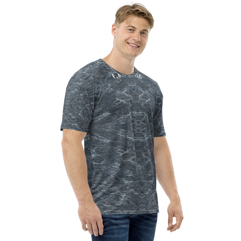 Atlantic Northeast Fishing Shirt (Short Sleeve) — Striped bass - right sleeve view - real Printful mockup - Freedom Advocates Florida Official, LLC
