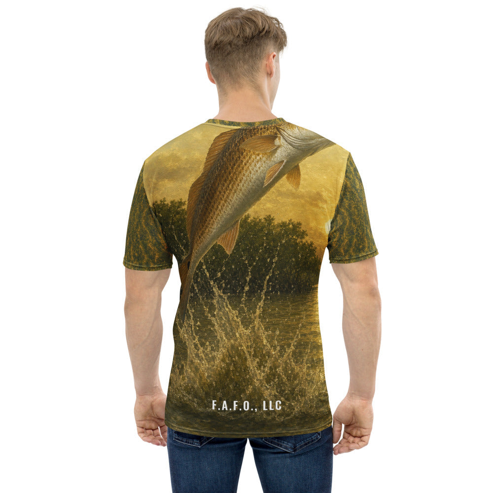 Florida Inshore Fishing Shirt (Short Sleeve) — Red drum (redfish) - back view - real Printful mockup - Freedom Advocates Florida Official, LLC