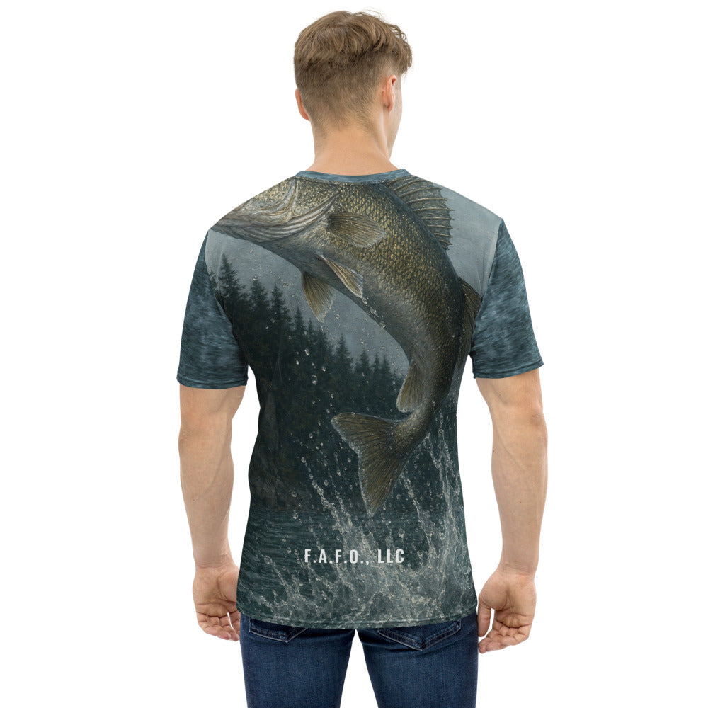 Great Lakes Fishing Shirt (Short Sleeve) — Walleye - back view - real Printful mockup - Freedom Advocates Florida Official, LLC