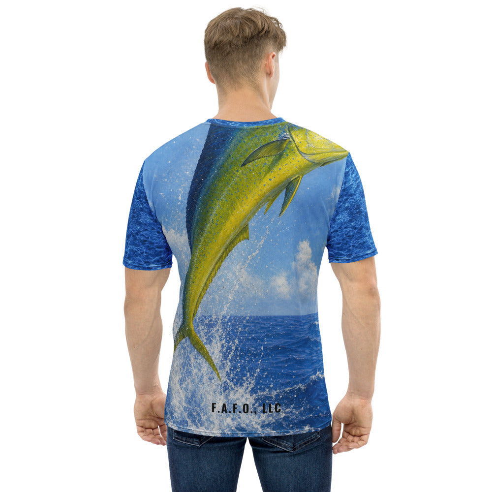 Gulf Offshore Fishing Shirt (Short Sleeve) — Mahi-mahi / dolphinfish - back view - real Printful mockup - Freedom Advocates Florida Official, LLC