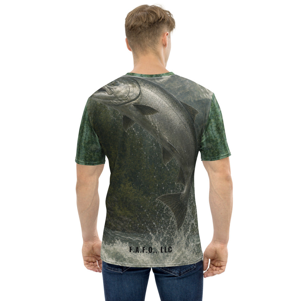 Pacific Northwest Fishing Shirt (Short Sleeve) — Chinook salmon - back view - real Printful mockup - Freedom Advocates Florida Official, LLC