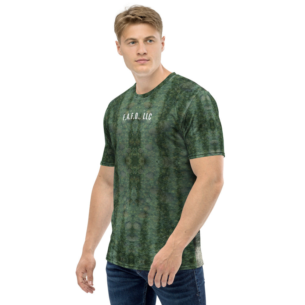 Pacific Northwest Fishing Shirt (Short Sleeve) — Chinook salmon - left sleeve view - real Printful mockup - Freedom Advocates Florida Official, LLC