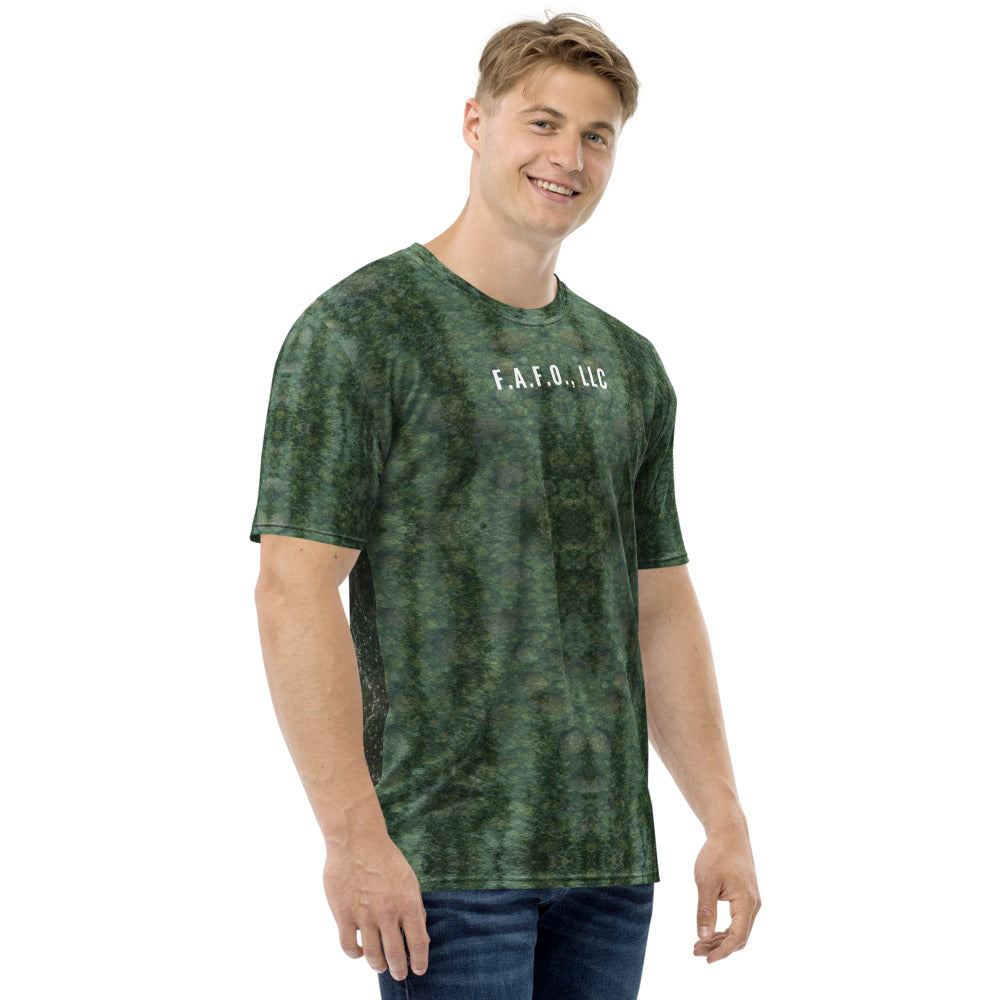 Pacific Northwest Fishing Shirt (Short Sleeve) — Chinook salmon - right sleeve view - real Printful mockup - Freedom Advocates Florida Official, LLC