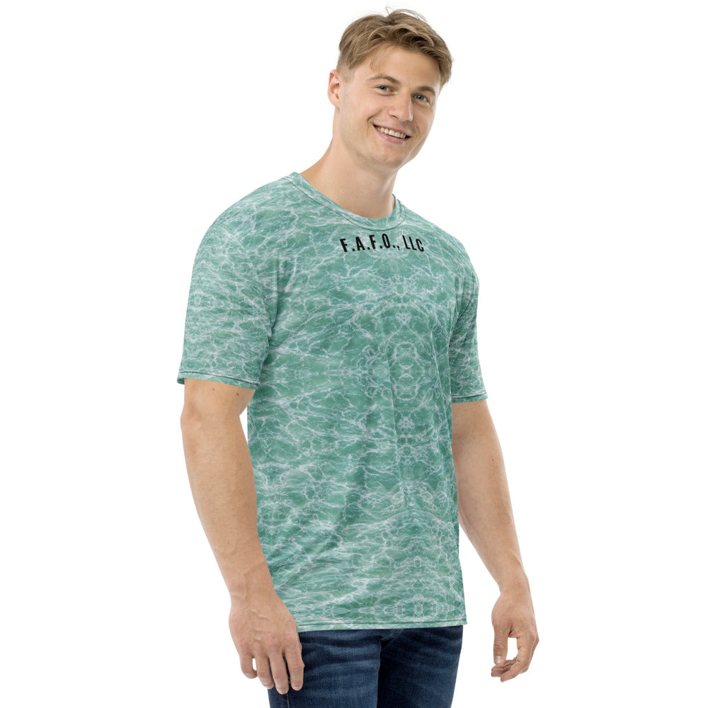 Plain Seafoam Fishing Shirt (Short Sleeve) — Water Only - right sleeve view - real Printful mockup - Freedom Advocates Florida Official, LLC