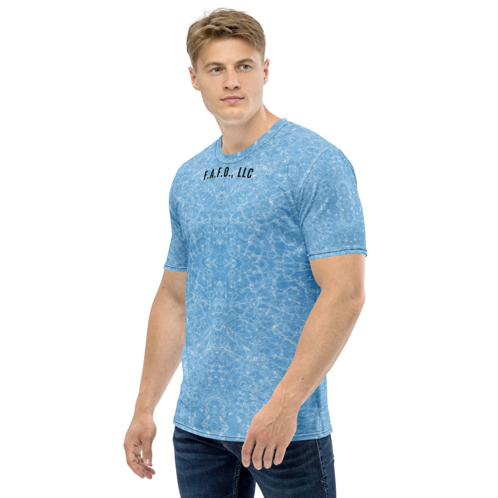 Plain Sky Fishing Shirt (Short Sleeve) — Water Only - left sleeve view - real Printful mockup - Freedom Advocates Florida Official, LLC