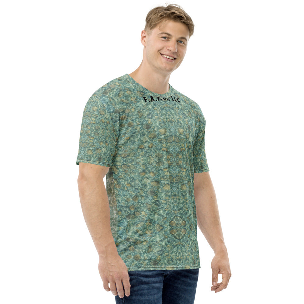 Rocky Mountain Fishing Shirt (Short Sleeve) — Rainbow trout - right sleeve view - real Printful mockup - Freedom Advocates Florida Official, LLC