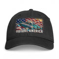 Closed-back washed cap in Black - Future America with F.A.F.O., LLC stamped on the front