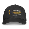 Closed-back washed cap in Black - Tread On Me And Find Out with F.A.F.O., LLC stamped on the front