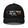 Mesh trucker cap in Black - Don't Tread On Me 1775 with F.A.F.O., LLC stamped on the front