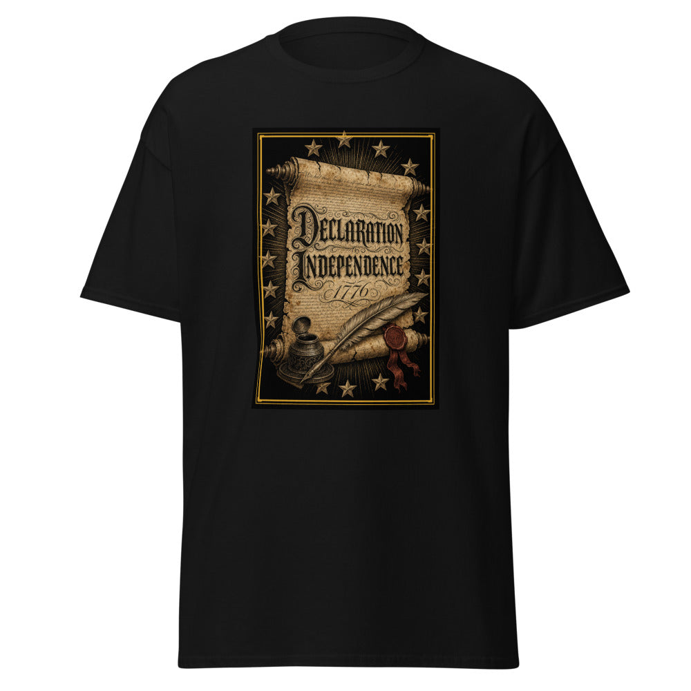 The Declaration of Independence 1776 printed on a Black unisex classic tee - Freedom Advocates Florida Official, LLC