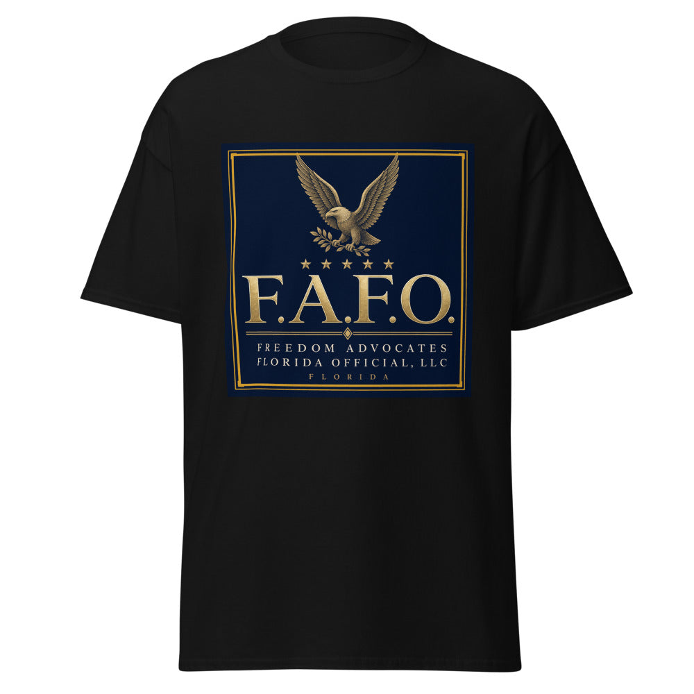 F.A.F.O. Crest printed on a Black unisex classic tee - Freedom Advocates Florida Official, LLC