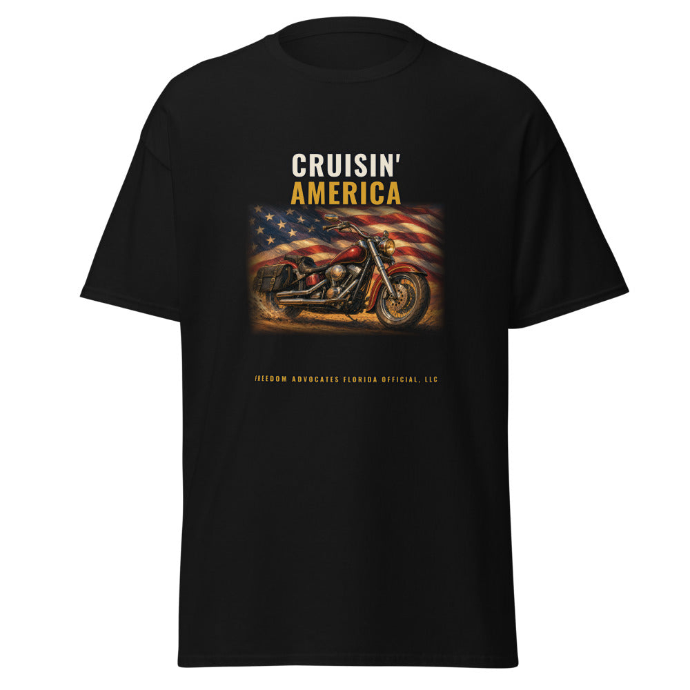 Cruisin' America printed on a Black tee - Freedom Advocates Florida Official, LLC