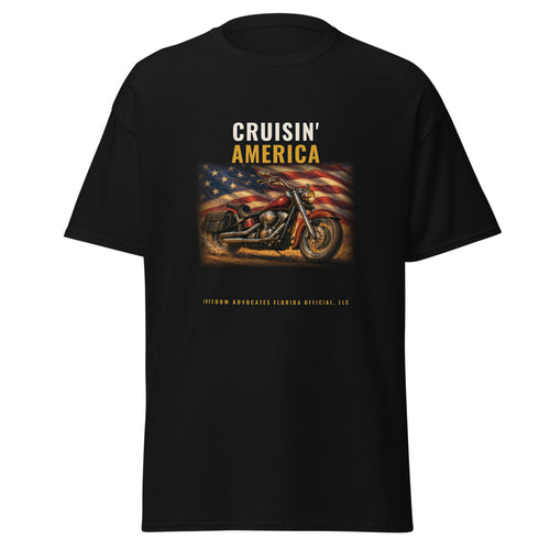 Cruisin' America printed on a Black tee - Freedom Advocates Florida Official, LLC