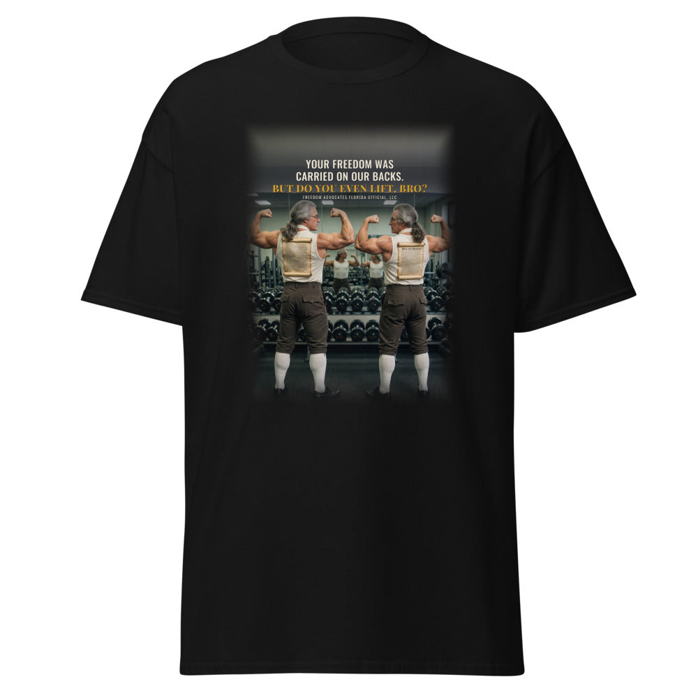Your Freedom Was Carried On Our Backs printed on a Black tee - Freedom Advocates Florida Official, LLC