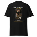 Come At America, Find Out printed on a Black tee - Freedom Advocates Florida Official, LLC
