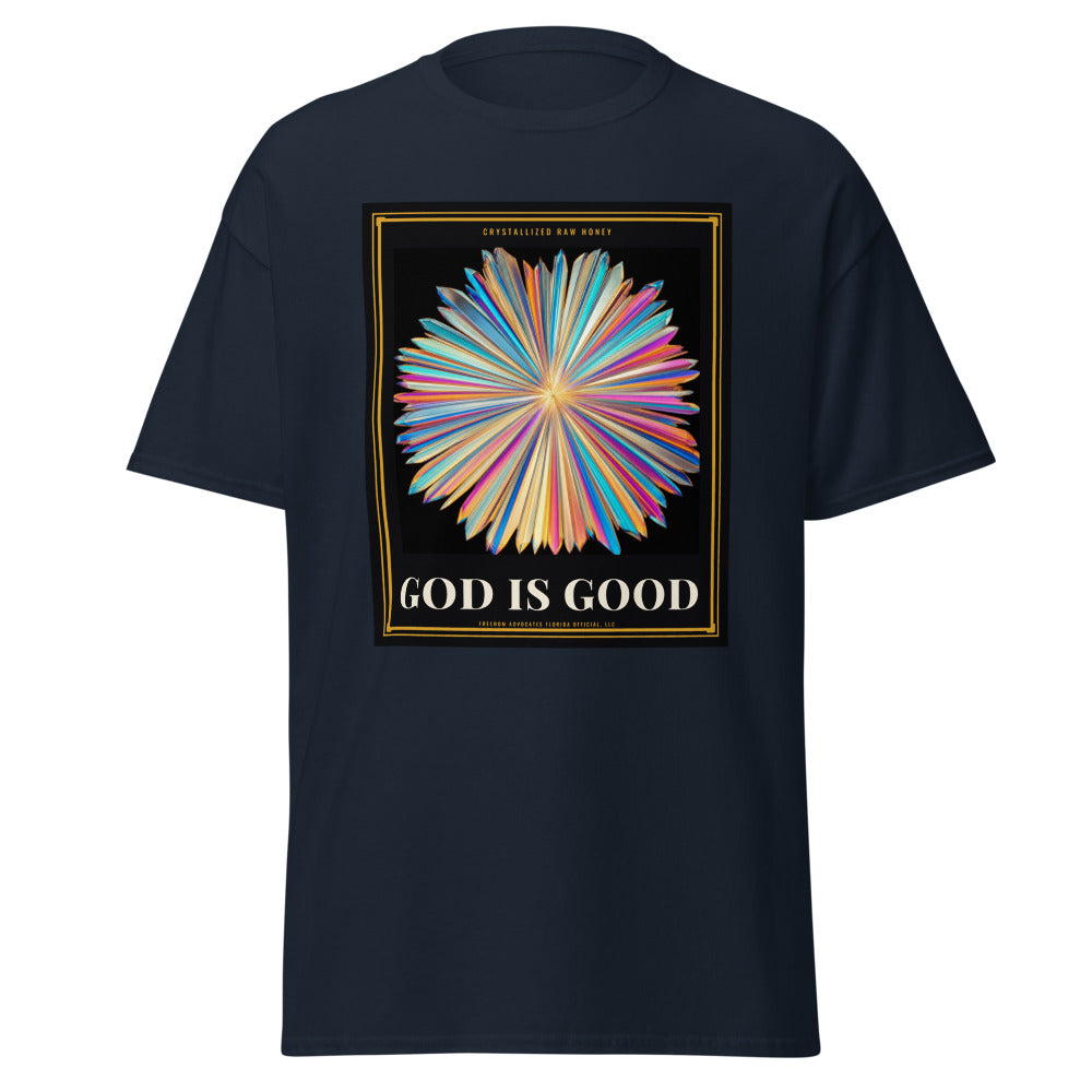 God Is Good printed on a Navy unisex classic tee - Freedom Advocates Florida Official, LLC
