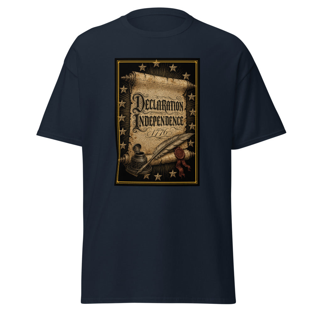 The Declaration of Independence 1776 printed on a Navy unisex classic tee - Freedom Advocates Florida Official, LLC