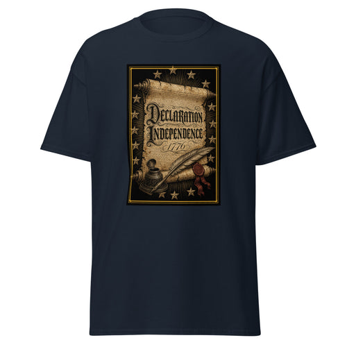 The Declaration of Independence 1776 printed on a Navy unisex classic tee - Freedom Advocates Florida Official, LLC