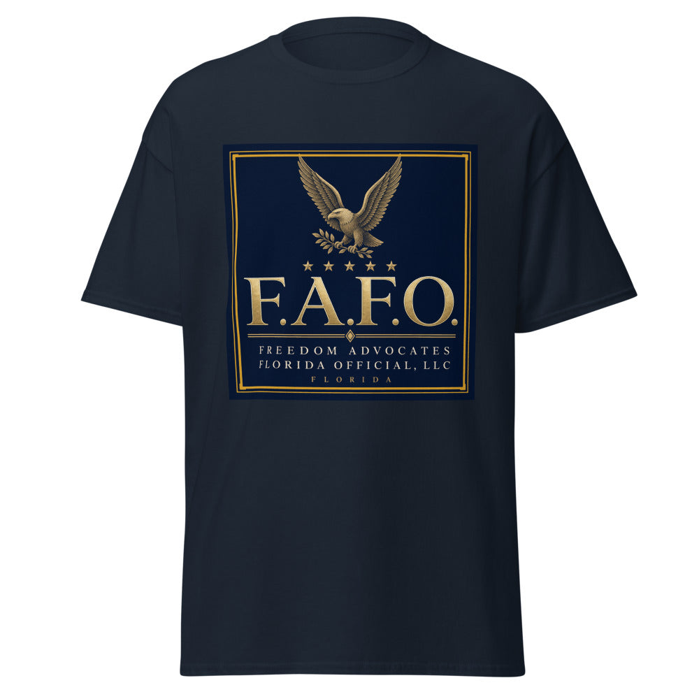 F.A.F.O. Crest printed on a Navy unisex classic tee - Freedom Advocates Florida Official, LLC