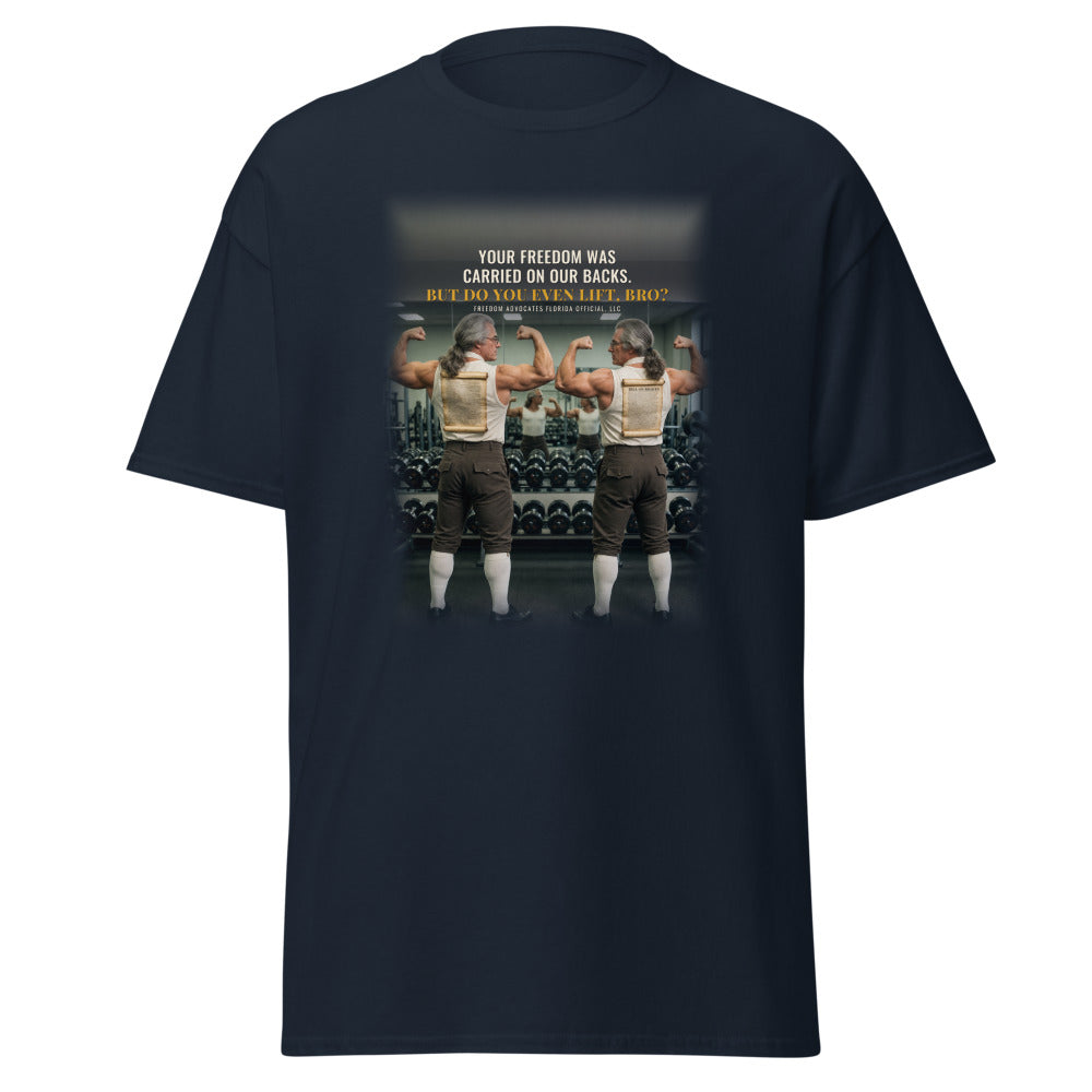 Your Freedom Was Carried On Our Backs printed on a Navy tee - Freedom Advocates Florida Official, LLC