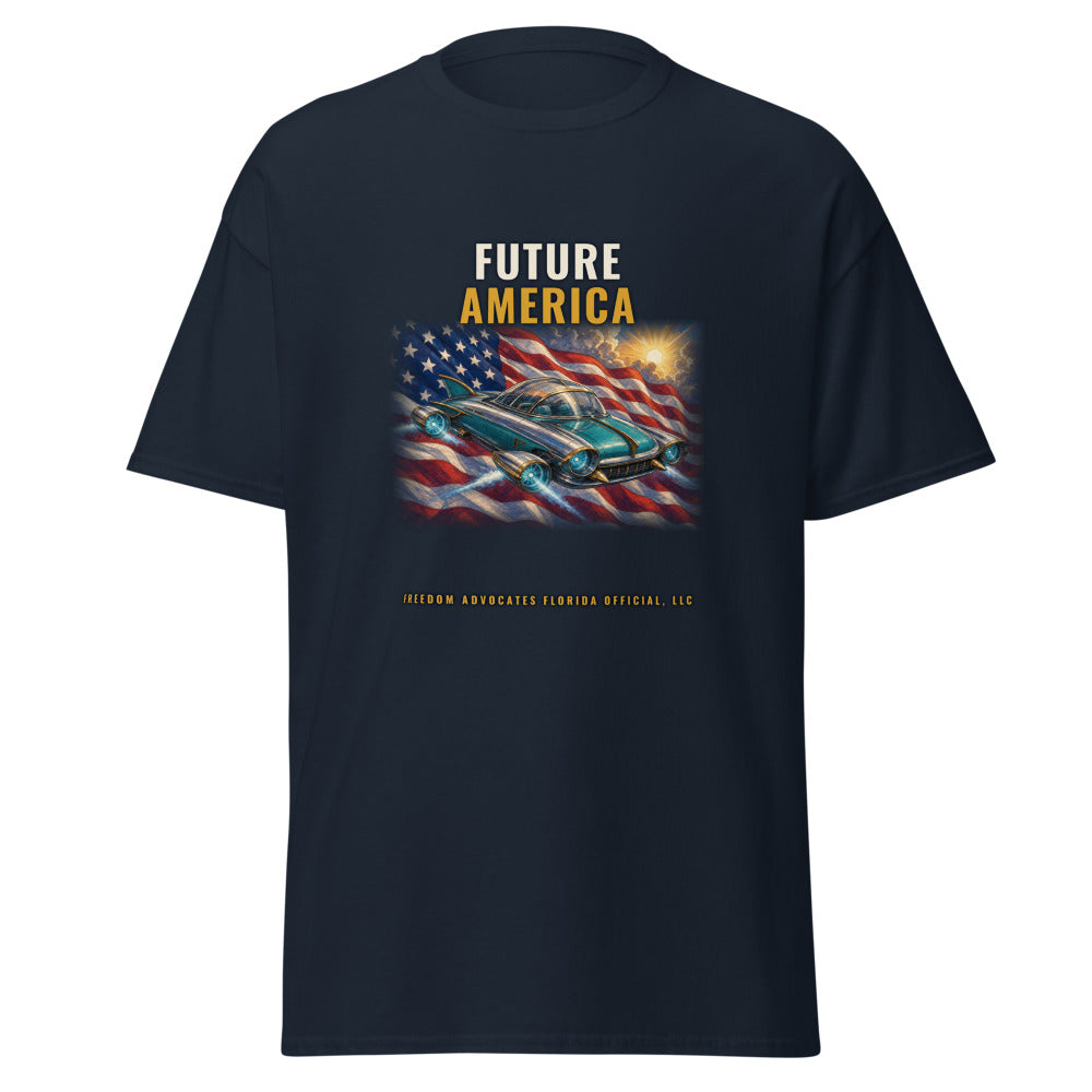 Future America printed on a Navy tee - Freedom Advocates Florida Official, LLC