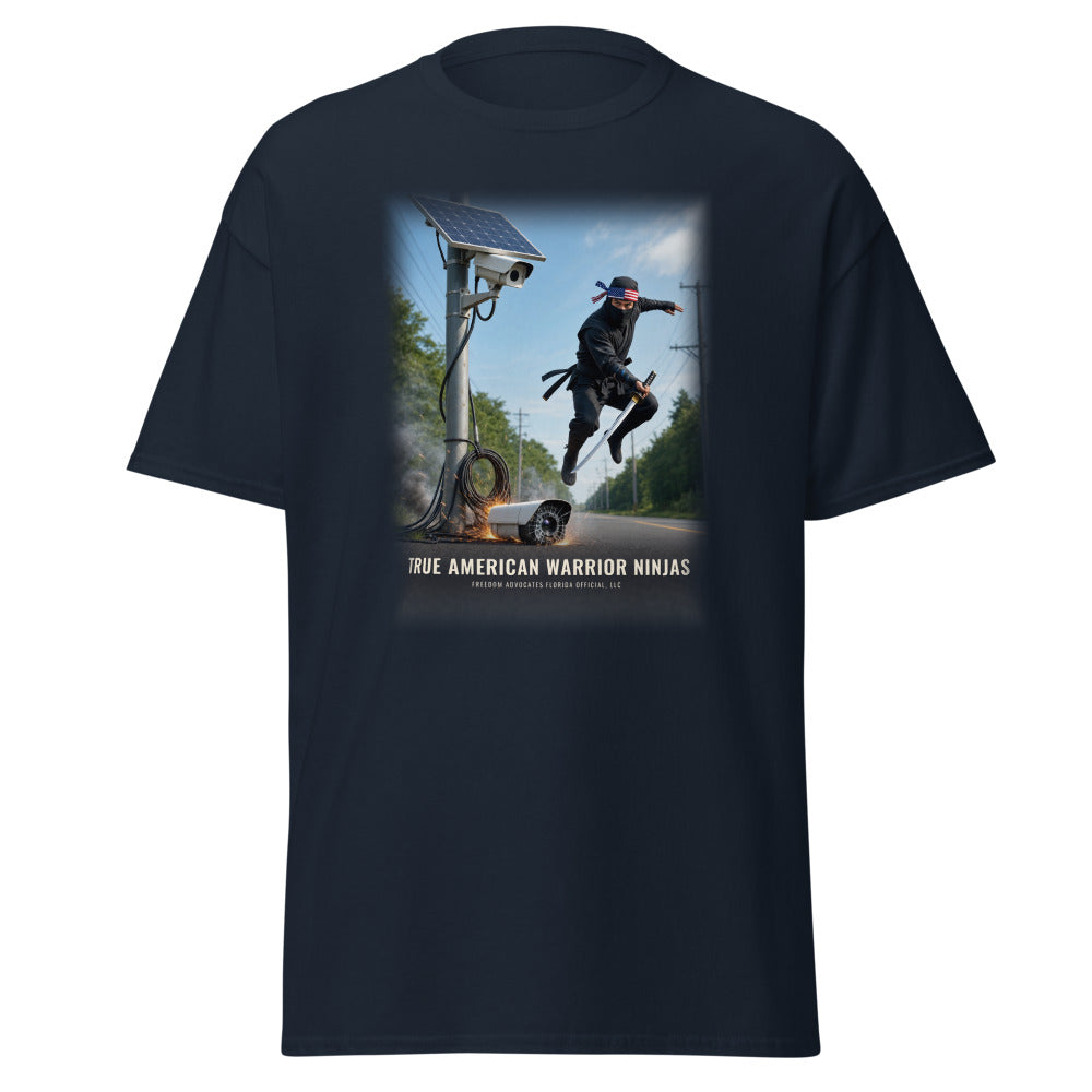 True American Warrior Ninjas printed on a Navy tee - Freedom Advocates Florida Official, LLC